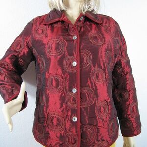 NOTATIONS Vintage Quilt Long Sleeve Button Down Champagne Jacket Size PXL